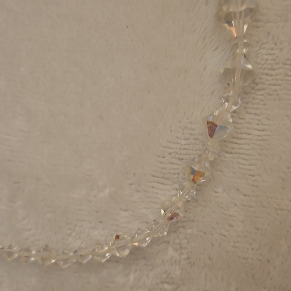 Vintage Aurora Borealis Crystal Bicone Choker Formal Bridal Necklace - Picture 6 of 8